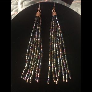 Multi Beaded multi Colored Dangle Earrings NWOT